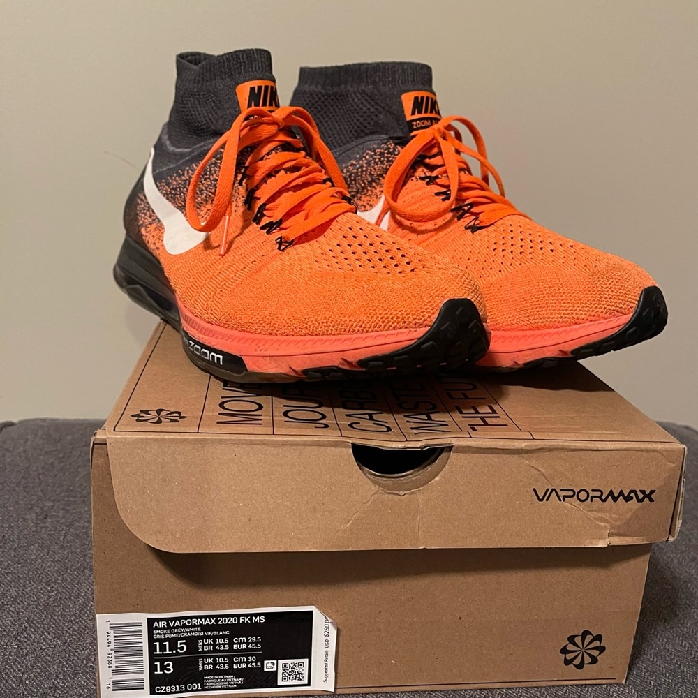 Nike Zoom All Out FlyKnit Black Orange Running Sneakers Mens Sz 12- 844134-800